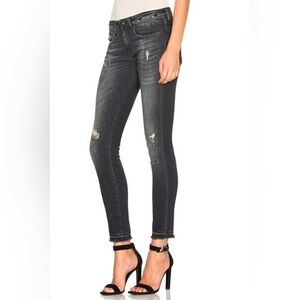7 For All Mankind Dark Gray/Black Skinny Jeans.